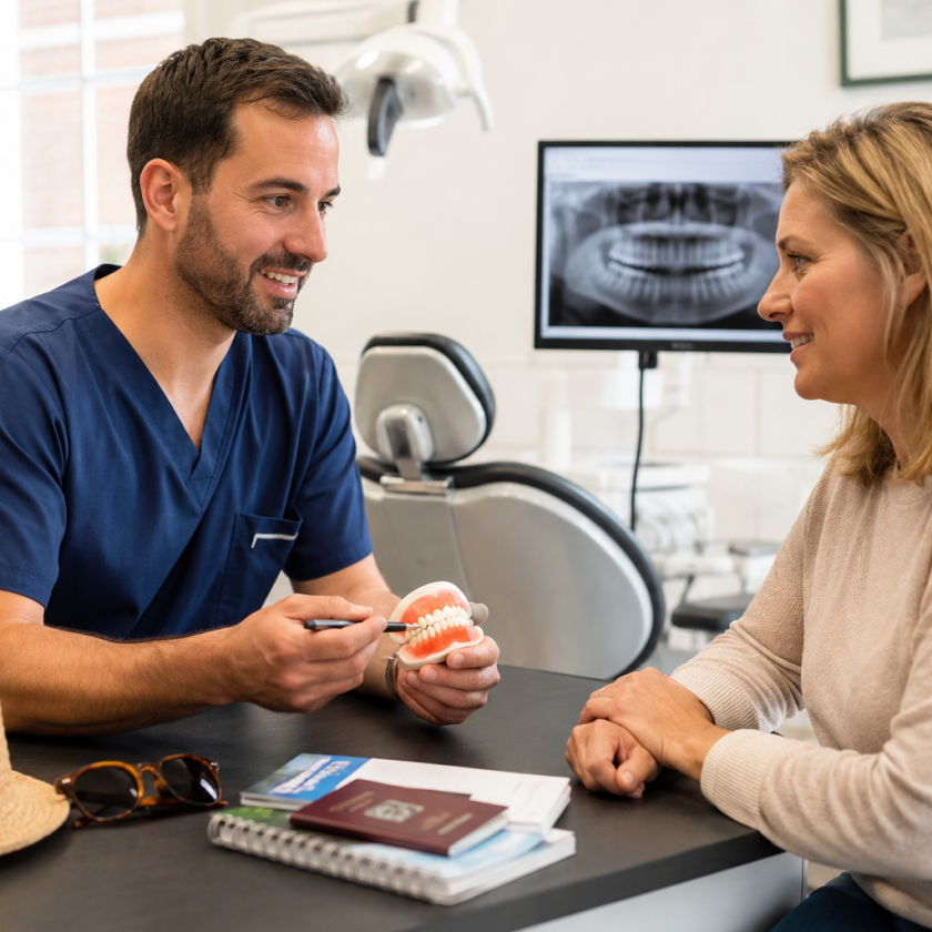 Patient having a dental check-up before travelling abroad at Coppice View Dental Care Harrogate